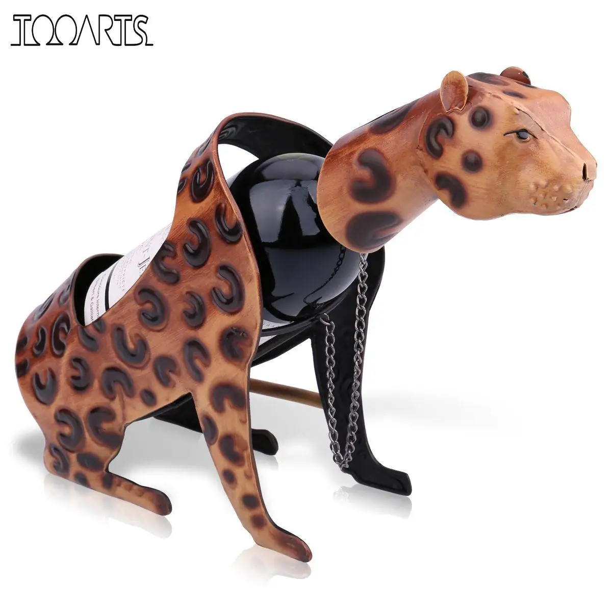 

TOOARTS Leopard Wine Holder Metal Animal Wine Rack Sculpture Bar Wine Bottle Stand Practical Interior Home decoration Crafts
