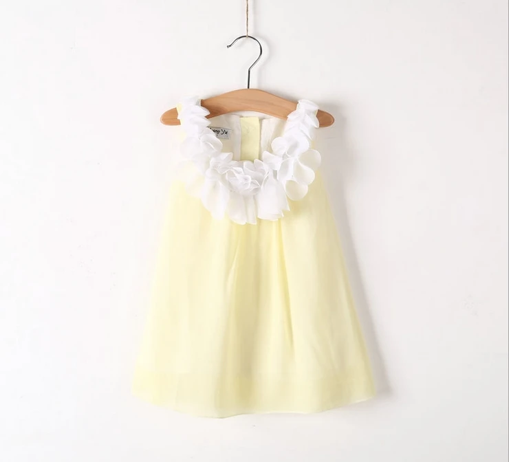 Шифоновое платье для девочек детское однотонное принцессы с 3D цветочным вырезом