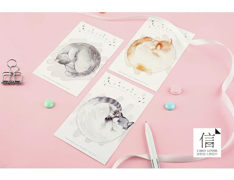 30 шт./компл. Kawaii Cat спальный Почтовые открытки/поздравительная открытка оповещения о сообщениях(в том числе карты/Рождество и подарок на год