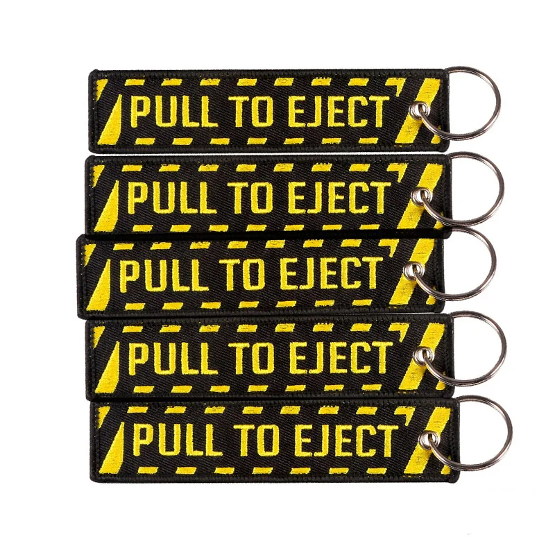 Pull To Eject брелок для ключей в полоску с вышивкой для мотоцикла автомобиля OEM бирка-брелок ювелирные изделия Брелки лаверос chaviro
