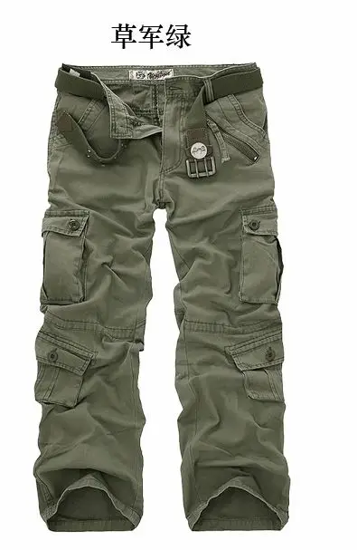 grass army green MIXCUBIC, тактические штаны, свободные, с несколькими карманами, для стирки, армейские зеленые штаны, камуфляж, брюки карго, мужские, повседневные, рабочие штаны, 28-40 - Цвет: grass army green