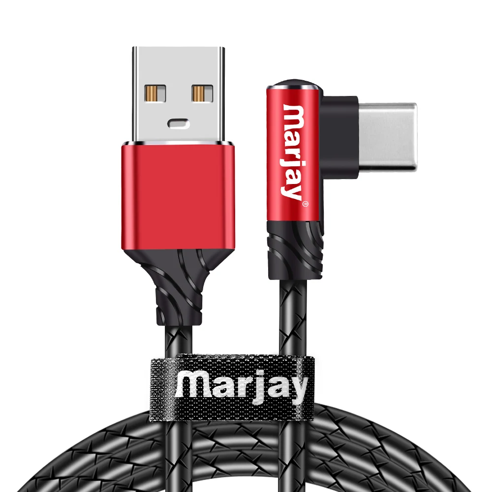 Marjay 90 градусов usb type C кабель для samsung S9 USB кабель Зарядное устройство Шнур для Xiaomi Mi 8 кабели для мобильных телефонов для huawei P20 lite