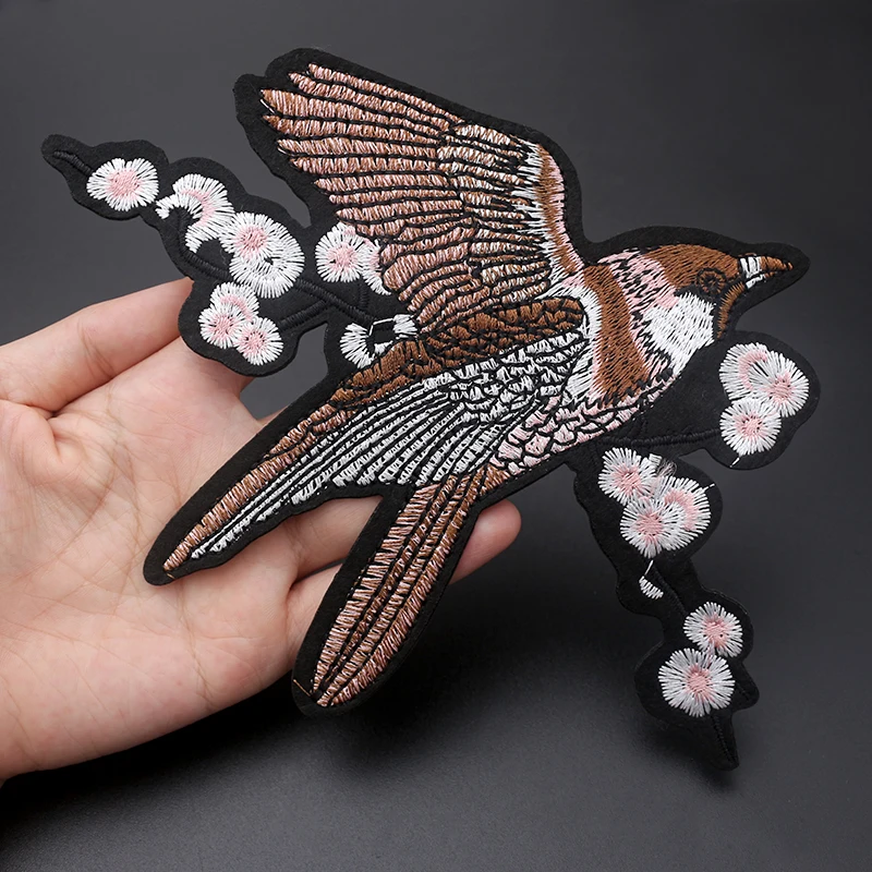 Flower Bird Butterfly Goldfish Embroidered Patches For Clothing DIY Stripes Applique Clothes Stickers Iron On Patches Badges