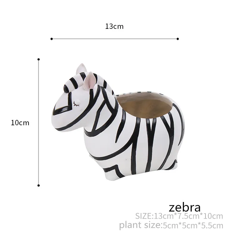 zebra 6 видов конструкций, современный мультяшный горшок для суккулентов, горшок из смолы, креативные Кустарные животные, кавайная форма, настольные украшения, цветочные горшки - Цвет: zebra