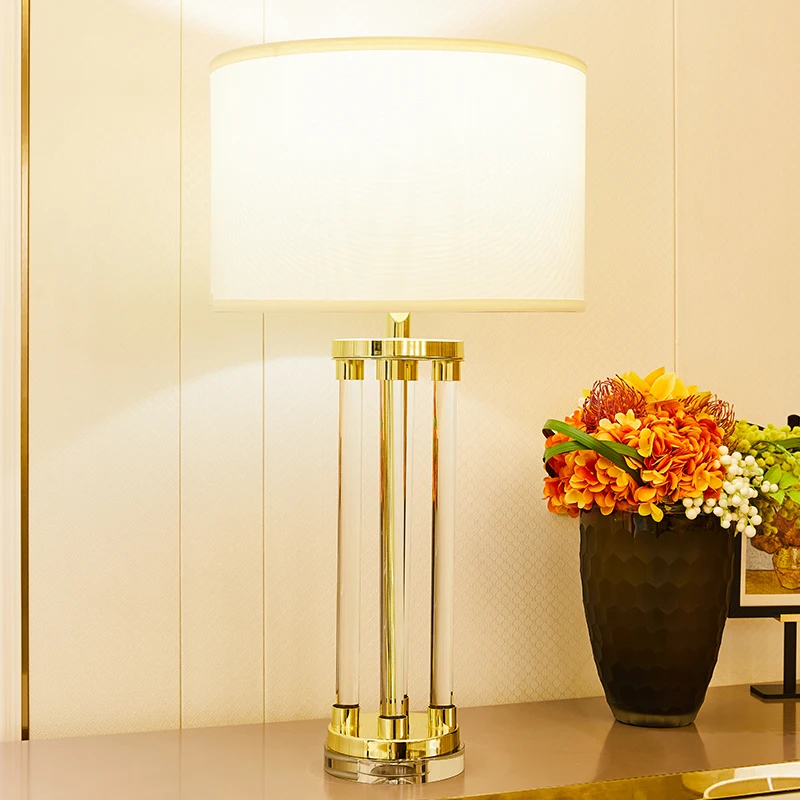 Туда прозрачная Хрустальная стеклянная колонна настольные лампы для спальни