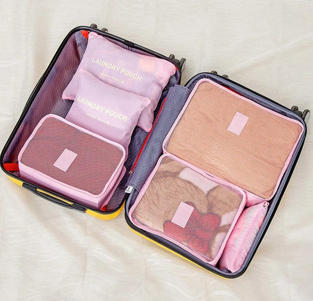 2018 Новый модный набор путешественных сумок 6 в 1 из высококачественного нейлона для хранения одежды, водонепроницаемый портативный органайзер.