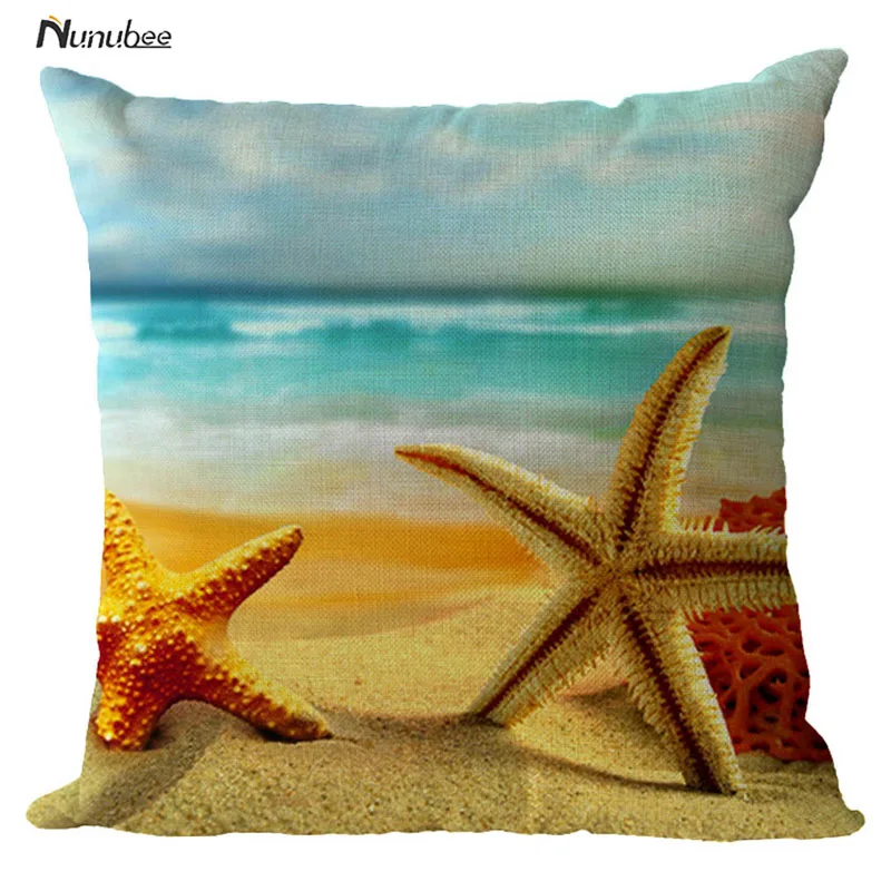 Средиземное море пляж Стиль Starfish В виде ракушки cushioncovers наволочки декоративные
