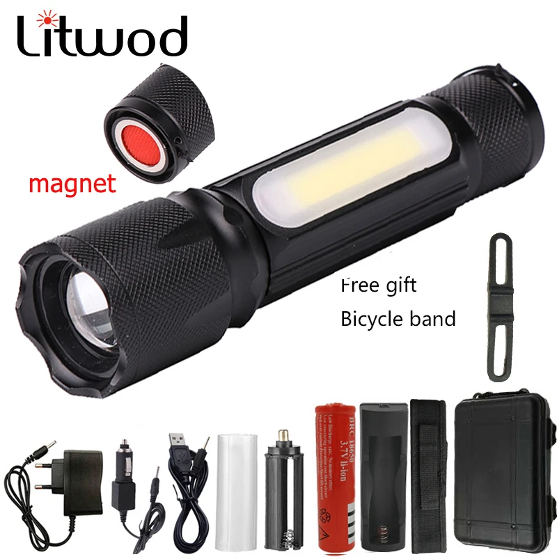 Светодиодный фонарик Z20 Litwod 1705B 400LM XM L T6/COB масштабируемый 4 режима алюминиевый