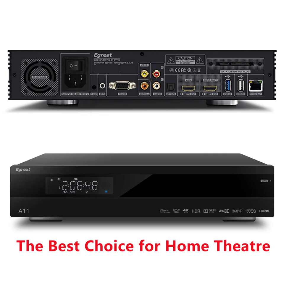 Egreat A11 3D 4K Blu-Ray HDD медиаплеер Bluetooth 4,0 2G/16G Android tv Box домашний кинотеатр HDR 10 2,4G/5G WiFi Dolby Atmos/DTS: X