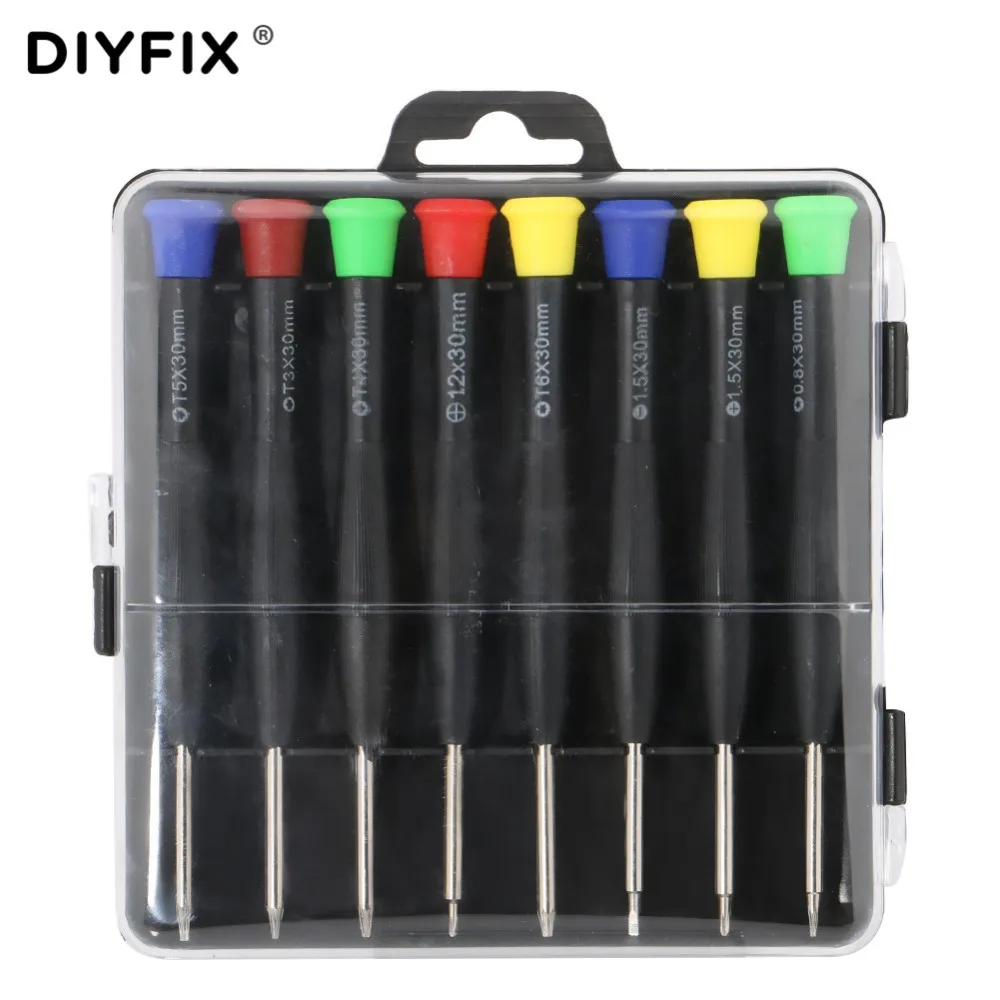 Набор отверток DIYFIX 8 в 1 0 Pentalobe 2 Phillips 5 Cross плоский T3 T4 T5 T6 для фотографий