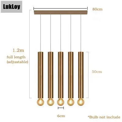 Set of 5 long plate Диаметр 6 см Золотой светодиодный подвесной светильник современная кухонная лампа столовая Бар Магазин счетчиков труба подвеска вниз трубка офис точечный свет - Цвет корпуса: Set of 5 long plate