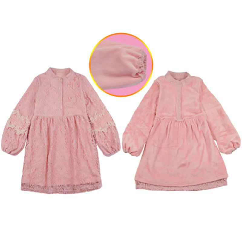 Clothes for Girls Lace Long Sleeve Children Thick Princess Dress Autumn Winter Prom Girl Party Dresses | Детская одежда и обувь