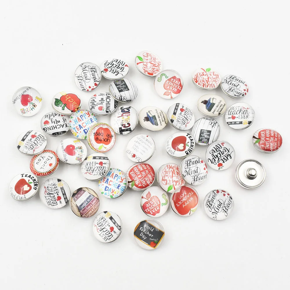 30 шт. Стекло кнопки Шарм 2019 Лидер продаж учитель украшения в форме яблок кабошоны