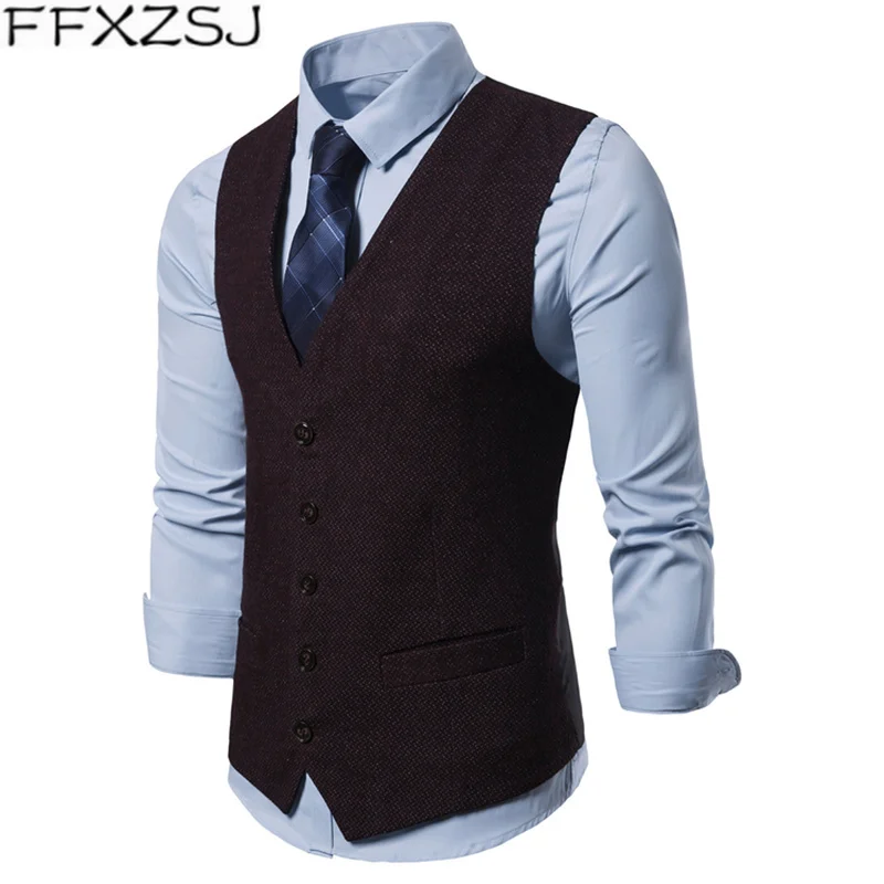 FFXZSJ spring 2019 men's single-breasted casual business suit vest European size fit mens sleeveless | Мужская одежда