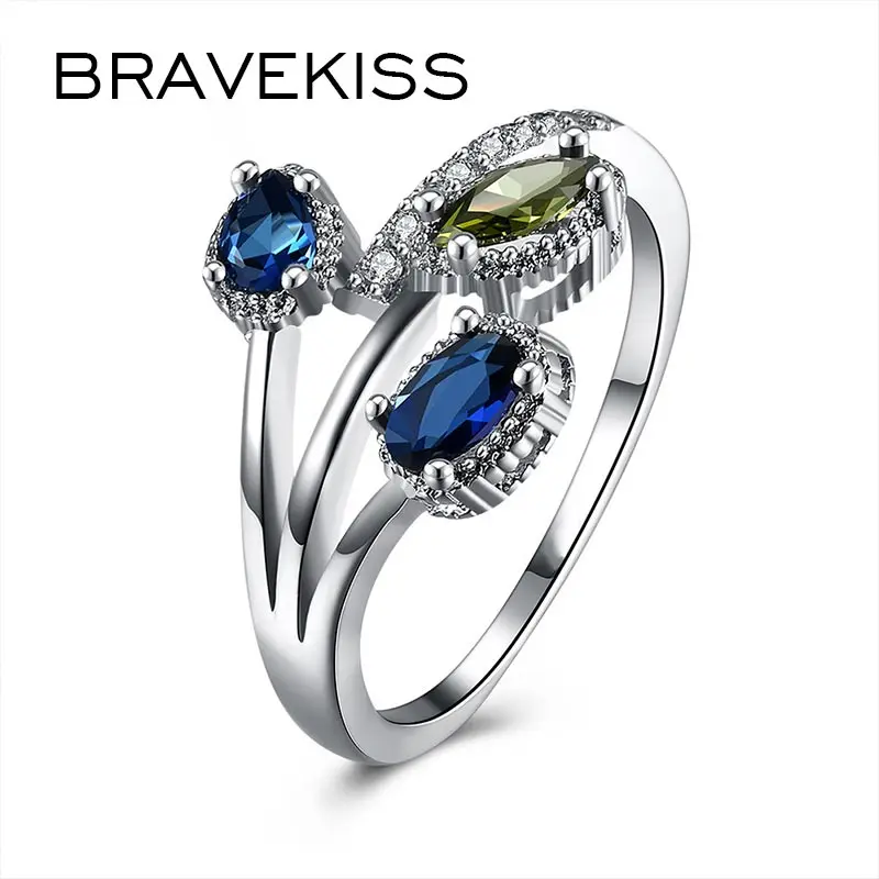 BRAEVKISS 3 камня обручальные кольца для женщин и девушек Свадебные CZ модные
