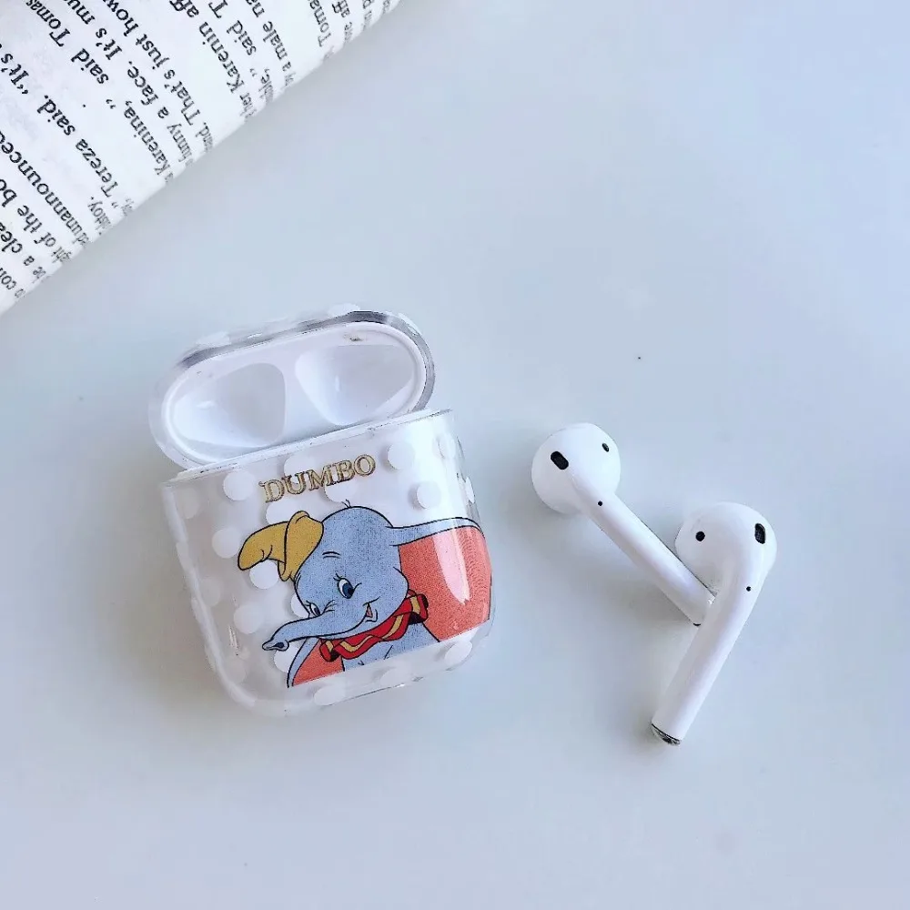 Луна слон Дамбо в виде ракушки Узор Жесткий Чехол для Apple iPhone наушники Airpods 1/2 Крышка Bluetooth беспроводные наушники коробка сумки