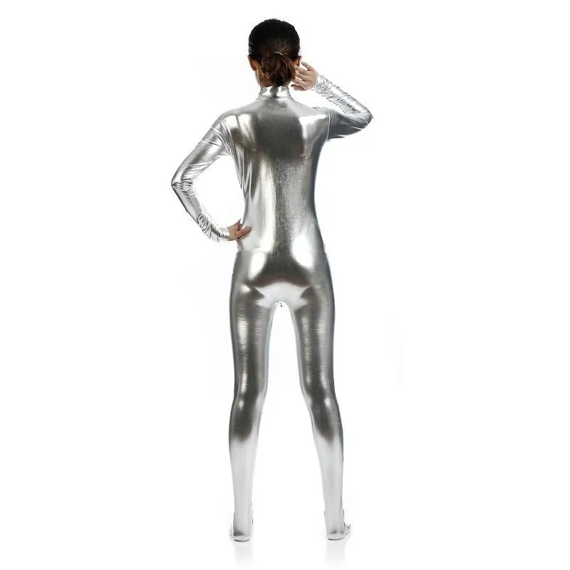 Unitard черный облегающий комбинезон с длинными рукавами лайкра Золотая водолазка металлик Zentai боди блестящие металлические Вечерние боди сценический костюм