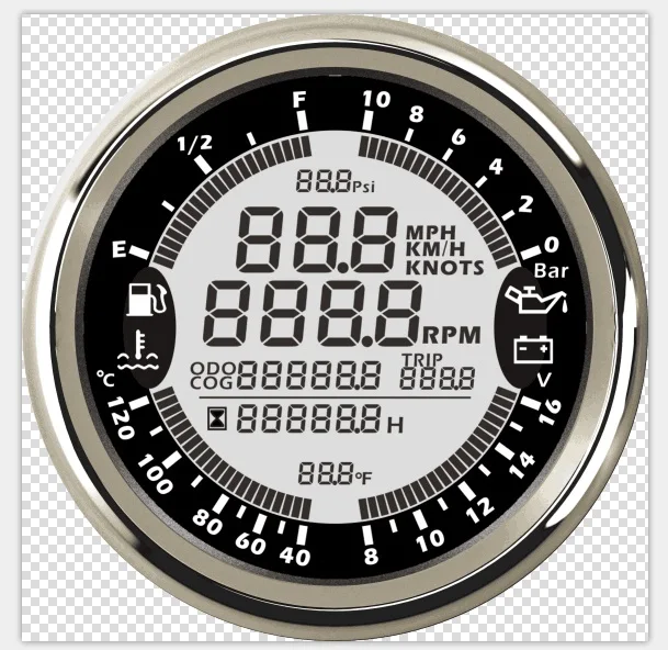 BS 6 в 1 Многофункциональный манометр gps Спидометр Тахометр час температура воды Уровень топлива масла вольтметр давления 12 В 0-10 бар - Цвет: BS