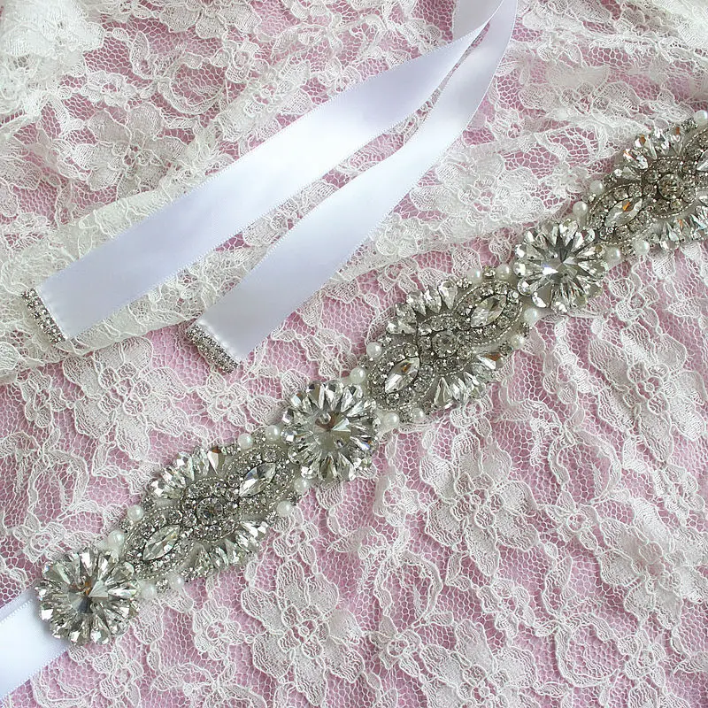 Свадебный пояс из бисера свадебный кристалл и жемчуг Свадебная лента Выпускной