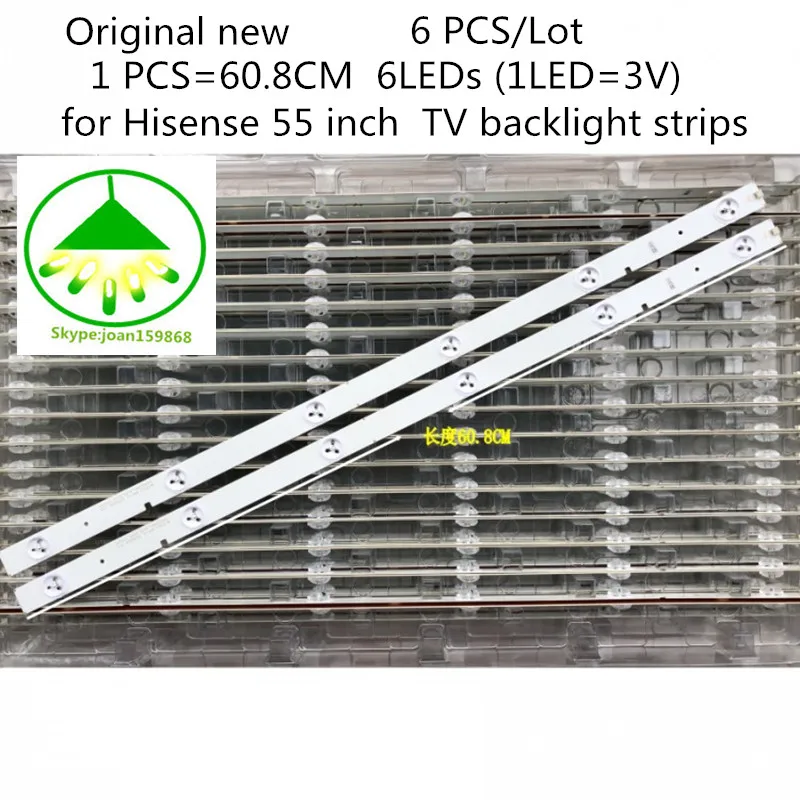 

6 PCS/Lot Original new TV LED Strip for Hisense LED55K20JD 55 inch 6LED TV backlight strips 608mm SVH550AB1 6LED REV0 131030