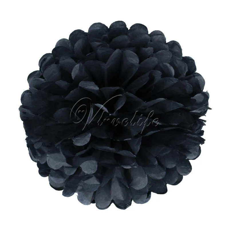 black 10 шт./лот, 8 дюймов, 10 дюймов, 15 дюймов, сделай сам, тканевая бумага, помпоны, мячи для поцелуев, реквизит для свадебной вечеринки, фестиваля, бумажные помпоны, место, ремесло, Декор - Цвет: black