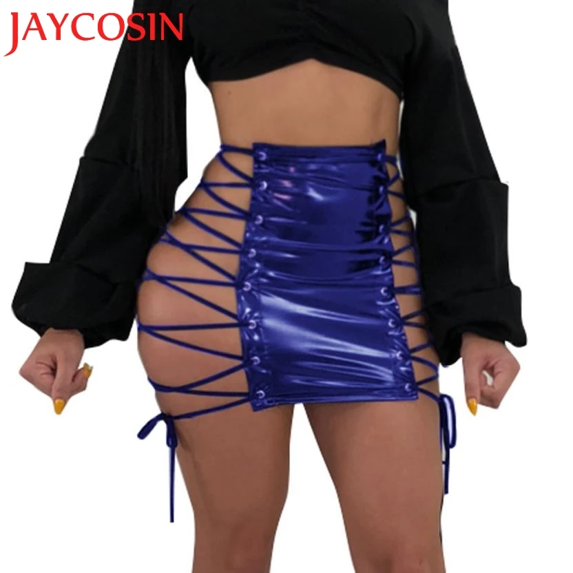 Женская кожаная гофрированная юбка JAYCOSIN бандажная Униформа с высокой талией 18