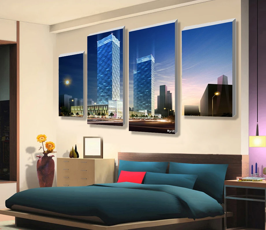 

4 panel sets beautiful waterfall landscape painting flowers modern pictures on canvas artwork print customized picture a-10-186