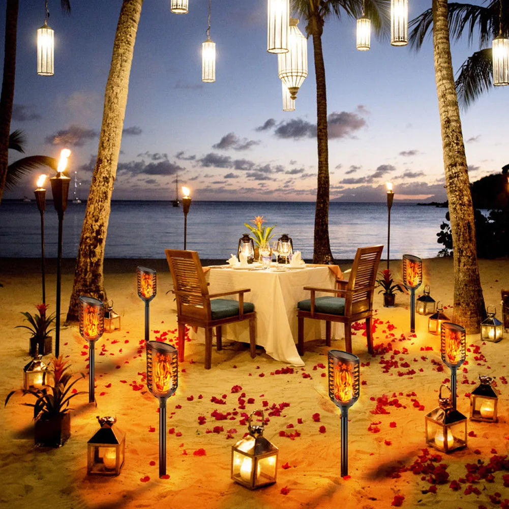 2 шт. УФ сад мерцающий пламя на солнечных батареях водонепроницаемый газон