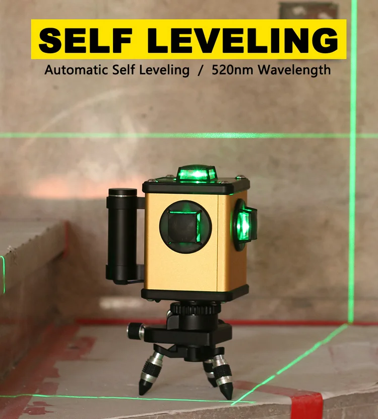 KaiTian 12 линий 3D лазерный уровень штатив и приемник с аккумулятором 2500 мАч и горизонтальными и вертикальными линиями работают отдельно лазерные линии