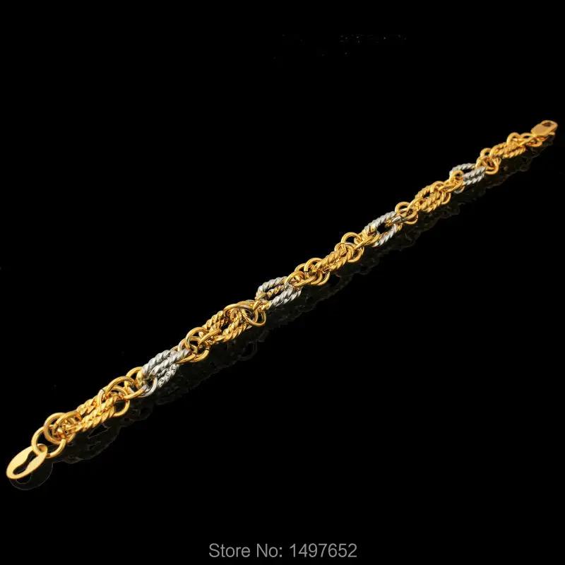 Браслет с двухцветной цепочкой позолоченный/посеребренный 21 см * 0 6 уникальный