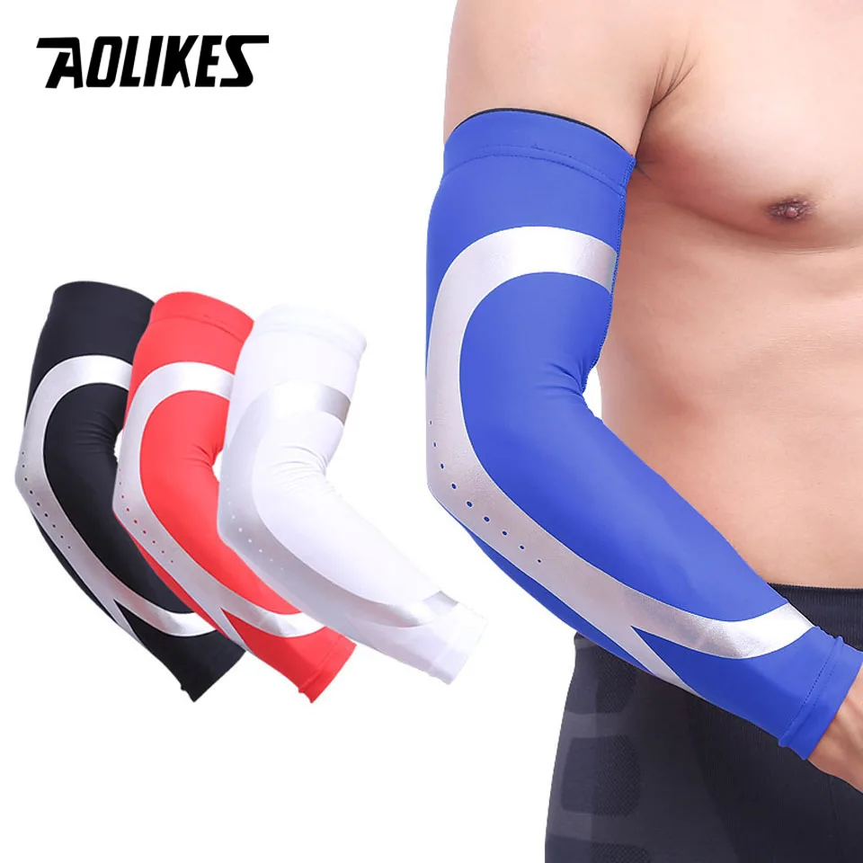 

1PCS AOLIKES Sports Long Arm Sleeve Warmers Basketball Shooting Elbow Pads Protector Stretch Padded Support Guard Pad