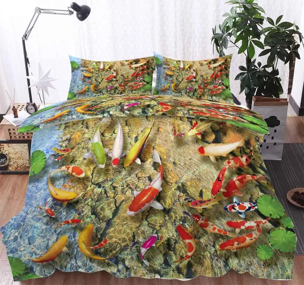 Пользовательские 3D подводный мир пейзаж постельные принадлежности пододеяльник