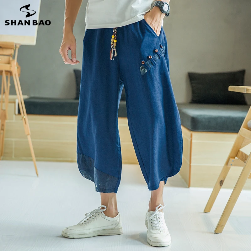 Бренд SHANBAO, Японский китайский стиль, модные свободные повседневные штаны, Летние Новые Качественные укороченные штаны из хлопка