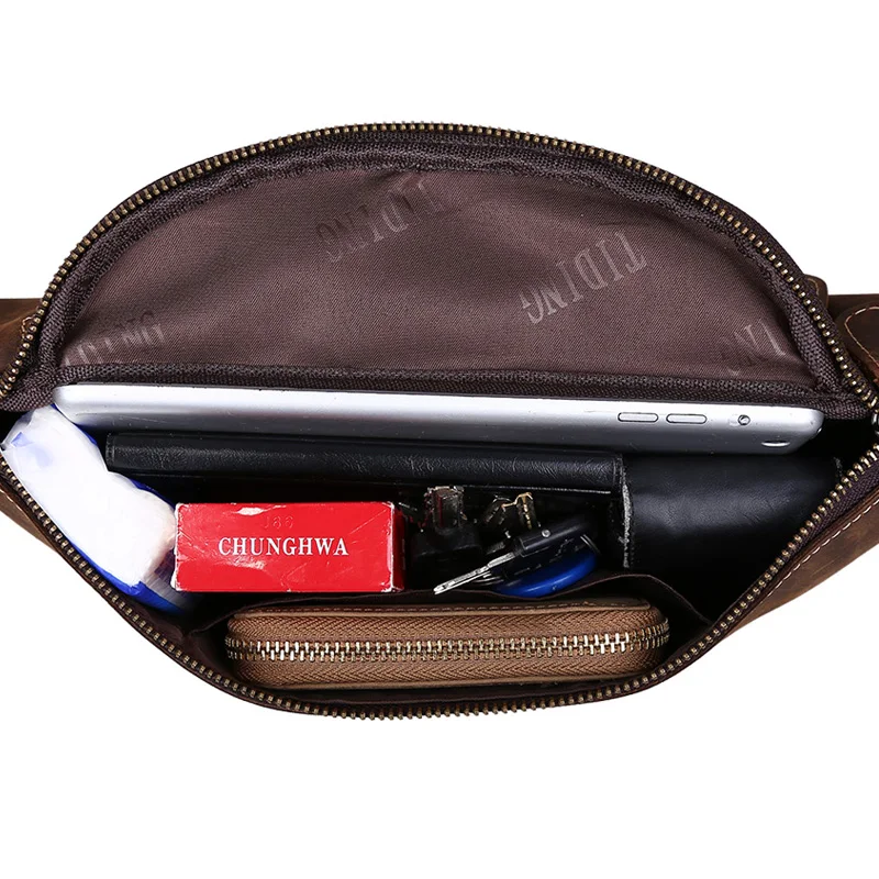 Мужская поясная Сумка Tiding из кожи с натуральным лицевым покрытием винтажная