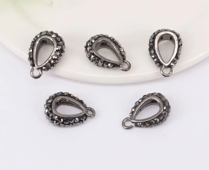 30 шт. зажим из горного хрусталя черный пистолет с покрытием хрустальных страз