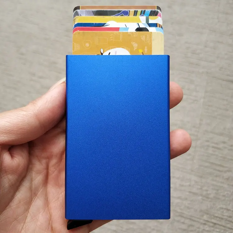 blue Автоматический алюминиевый кредитный держатель для карт для мужчин и женщин сплав Бизнес ID многофункциональный держатель для карт s визитница для мужчин и женщин - Цвет: blue