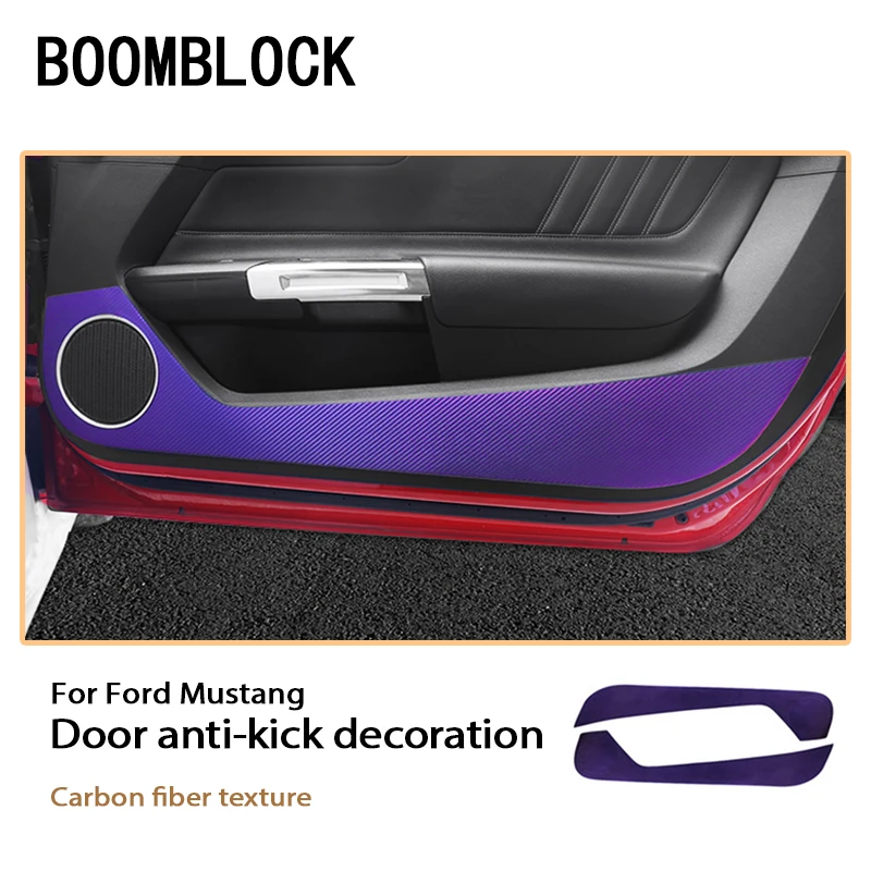 

2x Auto Car 3D Door Anti Kick Pad Mat Carbon Stickers For Ford Mustang Stickers Accessories 2018 2017 2016 2015 Scratchproof