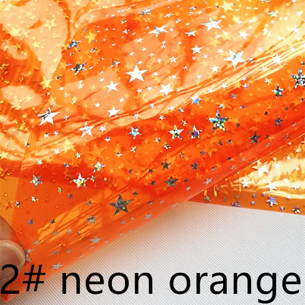2 neon orange 7,6*12 дюймов звезда Прозрачная голограмма Синтетическая кожа ткань для DIY аксессуары - Цвет: 2 neon orange