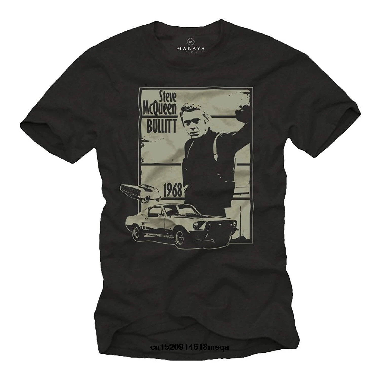 Футболка крутая Steve McQueen футболка для мужчин BULLITT Черная Размер S XXXL|Мужские
