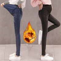 maternity jeans for pregnant woman winter high waist pregnancy denim pants pregnant thicken trousers maternity clothing