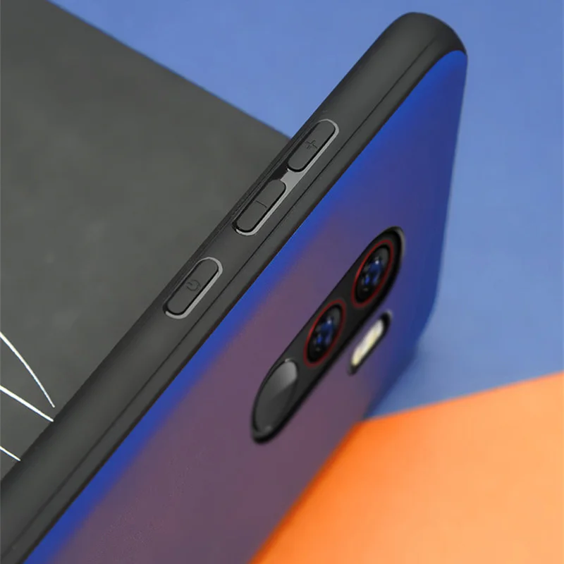 Poco F1 Case For Xiaomi Pocophone Pu Leather Back Cover Business Two Tone Orange Dark Blue Pink |