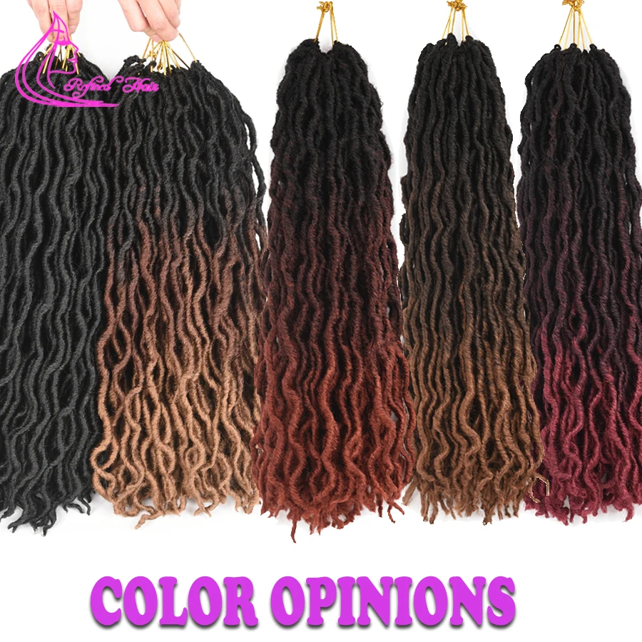 Утонченные волосы Ombre faux locs curly вязаные крючком для наращивания 18 дюймов Длинные
