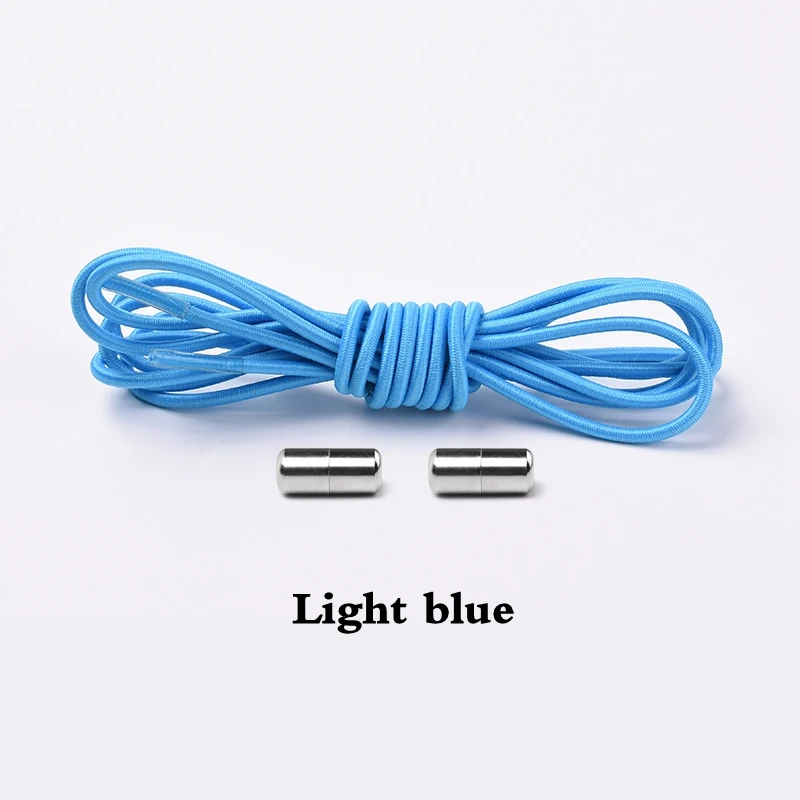Light blue 1 пара круглых эластичных шнурков для обуви, шнурки для детей и взрослых, кроссовки унисекс, шнурки, шнурки для быстрой носки, шнурки 25 цветов - Цвет: Light blue