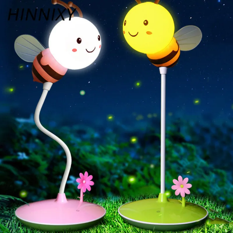Hinnixy Bumble Bee ночник USB перезаряжаемая 3D настольная лампа животное розовый зеленый