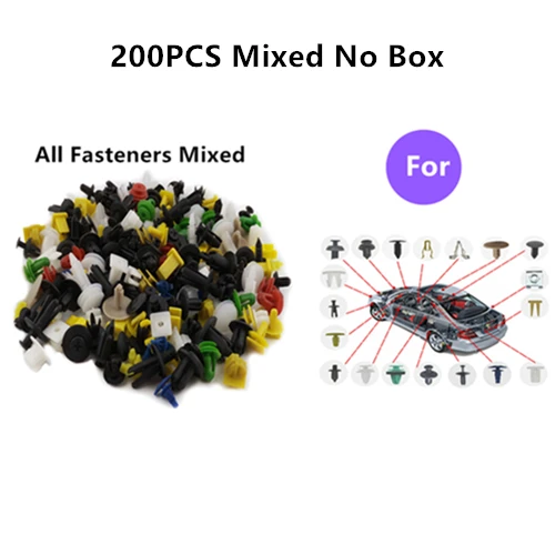 200PCS All Mixed 180 шт Смешанные универсальные авто металлические самонарезающиеся винтовые крепежные зажимы с коробкой для всех автомобилей набор заклепок - Название цвета: 200PCS All Mixed
