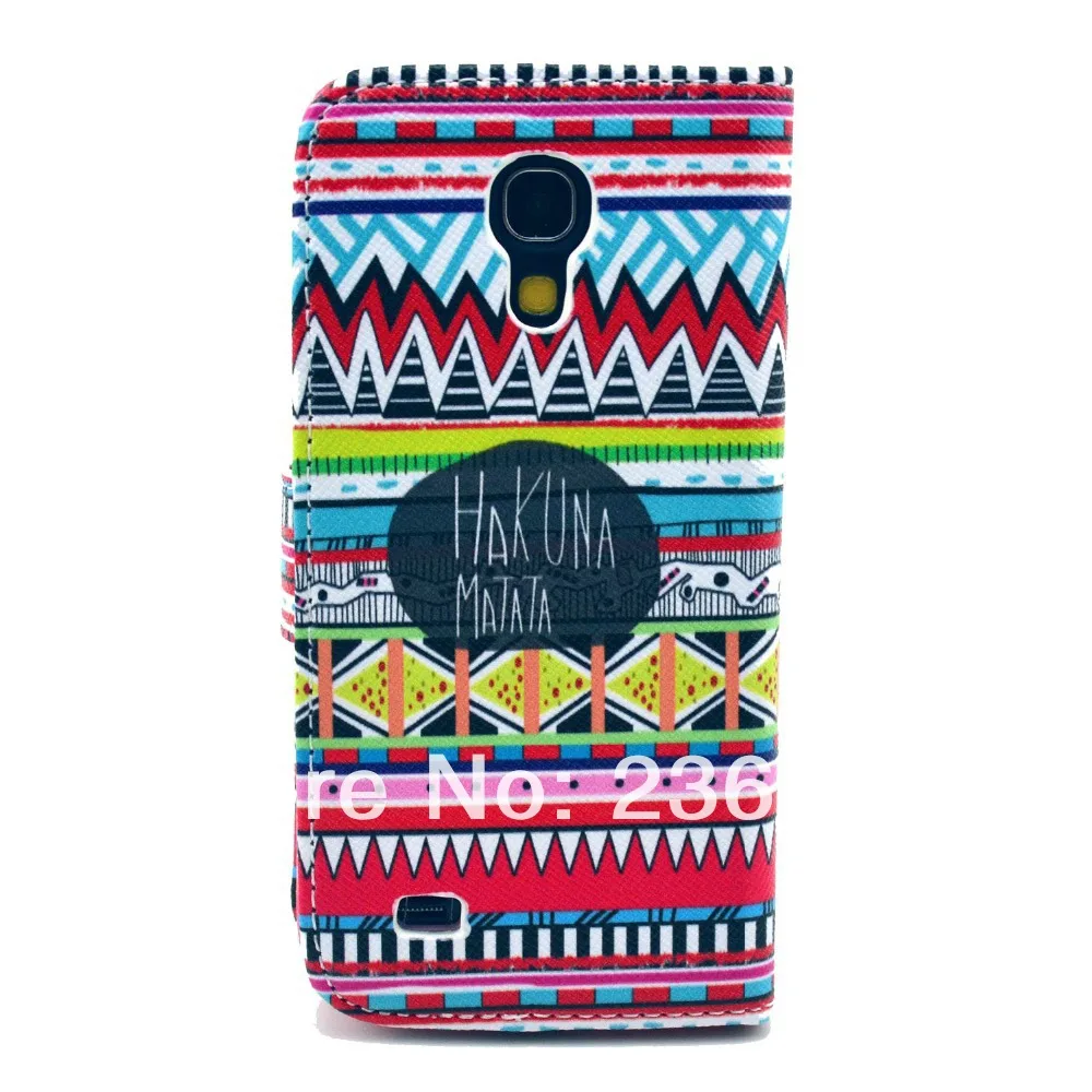 Hakuna Matata Tribal Carpet Pattern PU Leather Full Body Case with Snap Phone Shell for Samsung Galaxy S4 Mini I9190 |