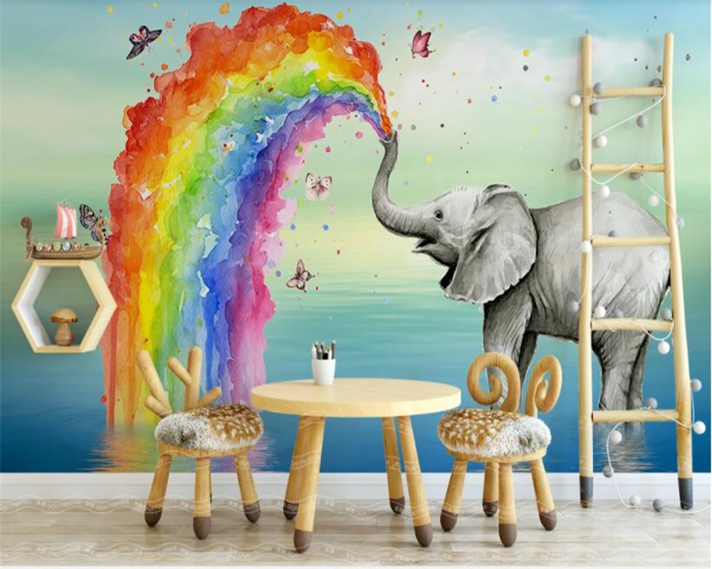 beibehang wallpaper Simple lovely elephant water color children's house background wall papel de parede papier peint bebang |