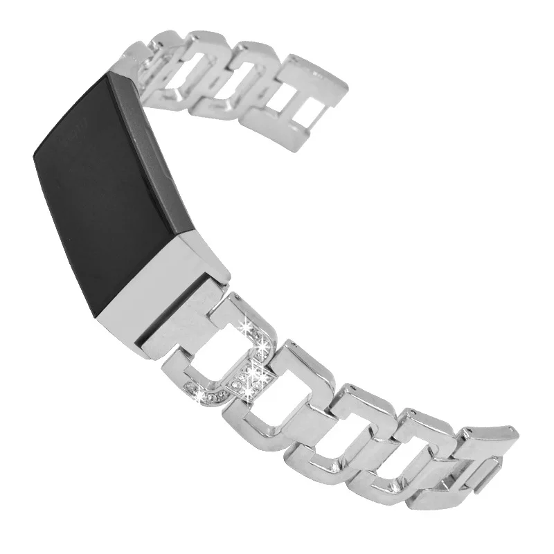 D-образный Алмазный металлический ремешок из нержавеющей стали для Fitbit металлический ремешок для Charge3 Smart ремешок