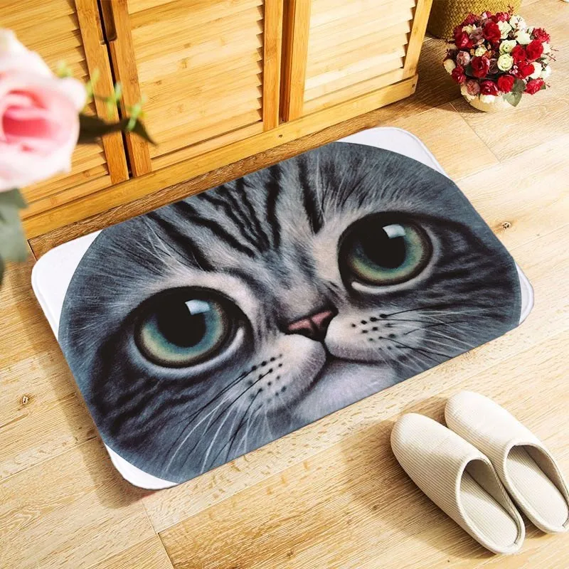 С большими кошачьими мордами печатных 40x60 см наружный входной коврик небольшой площади коврик для спальни кухня Холл коврик антискользящий коврик для двери MU