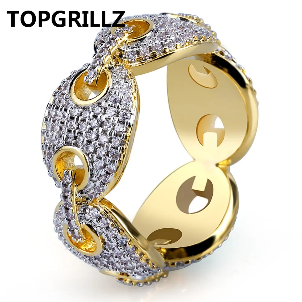 TOPGRILLZ хип-хоп кольцо новый дизайн ледяной звено цепи микро Pave AAA циркония золотое